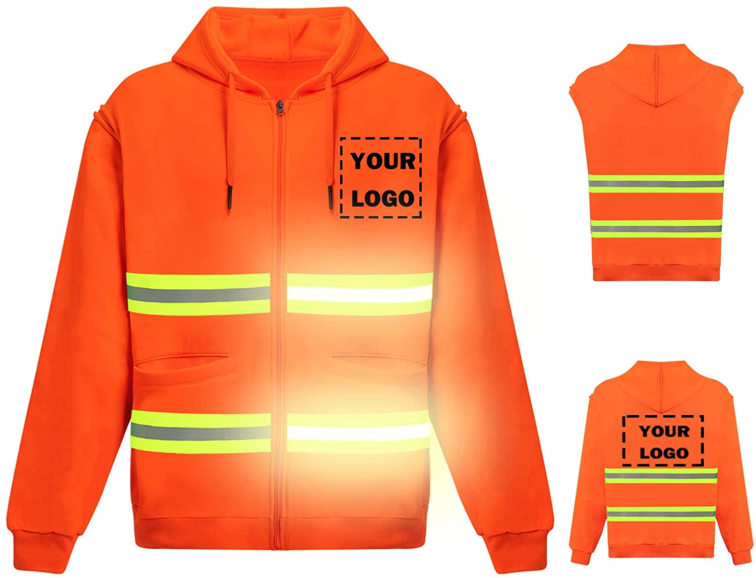 Reflective Workwear Hoodie Hi-vis Sweatshirt Pullover