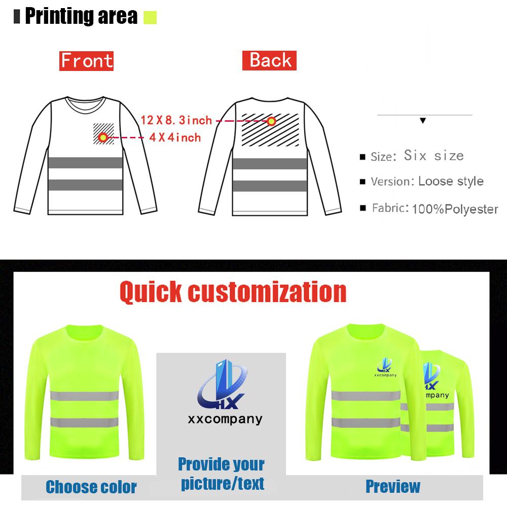 Reflective T Shirts Wholesale Hi Vis Construction Workwear Long