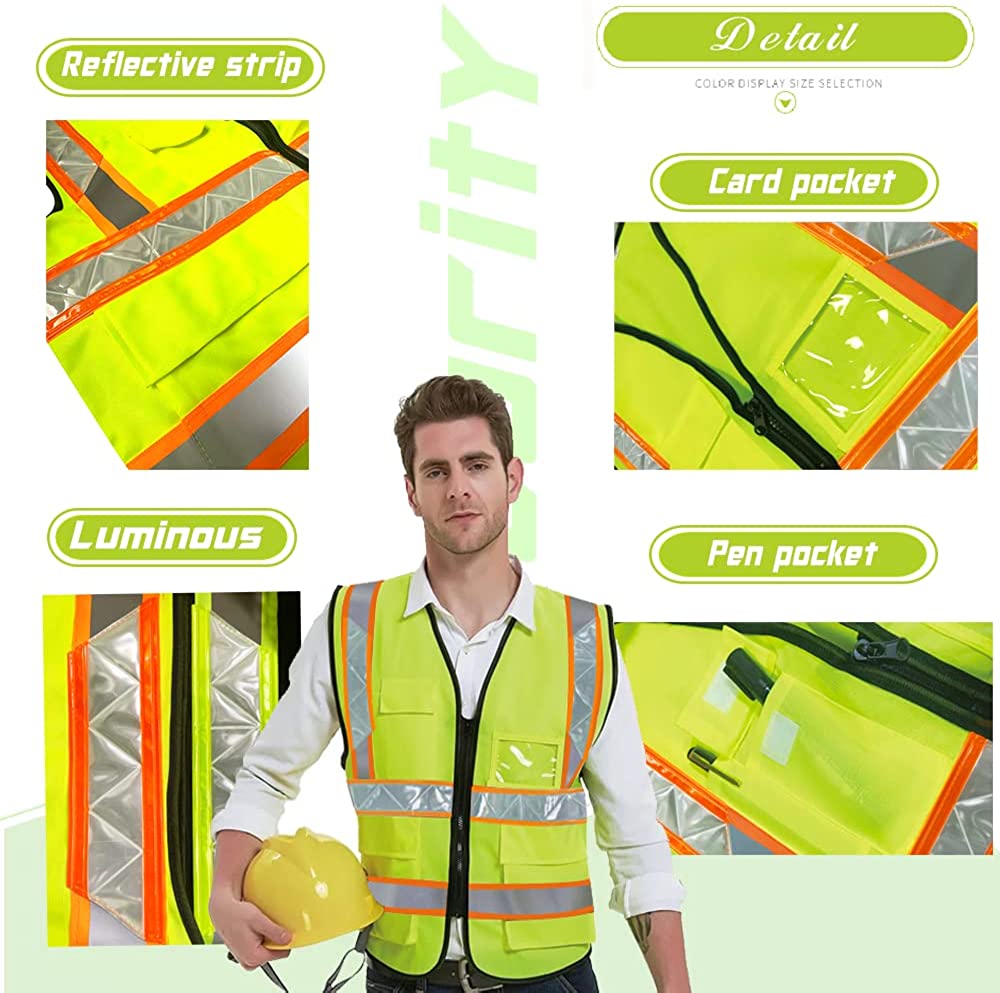 Safety Work Vest Hi vis Reflective with Logo Custom Printing- yoweshop