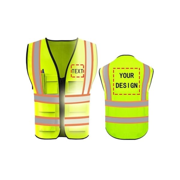 Reflective Safety Vest Yellow with Orange Stripe