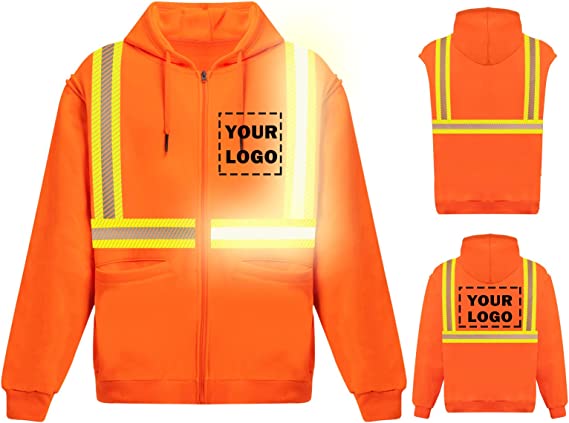 High Visibility Reflective Safety Hoodie Jacket With Removable Sleeve ...