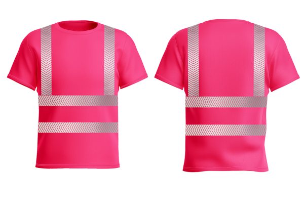 Arrow stripe round neck T-shirt-Pink-4