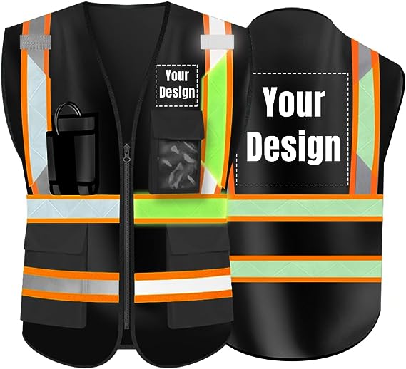 Luminous reflective vest new-black/orange