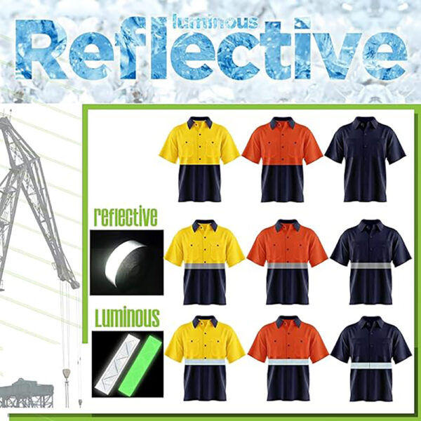 Hi Visibility Reflective Short Sleeve Shirt  Custom with Logo 100 %cotton - Image 2