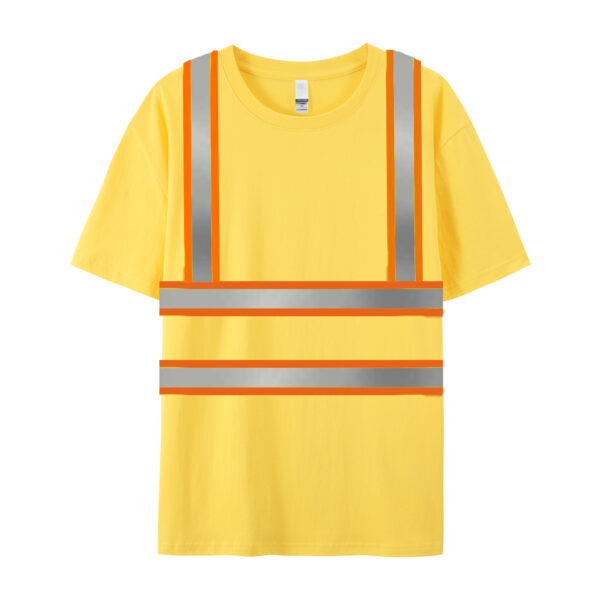 Hi Visibility Reflective Safety Short Sleeve Shirts With Custom Logo Yellow - Image 4