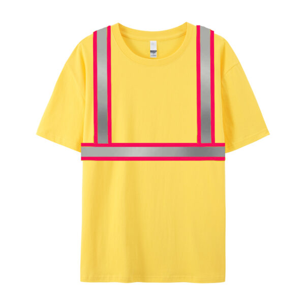 Hi Visibility Reflective Safety Short Sleeve Shirts With Custom Logo Yellow - Image 7