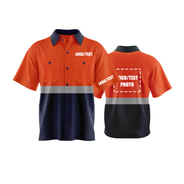 Hi Visibility Reflective Short Sleeve Shirt  Custom with Logo 100 %cotton - Image 5