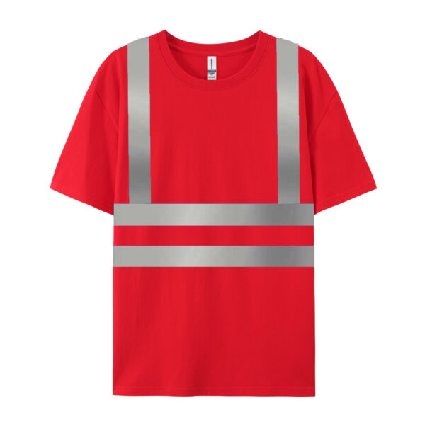 Hi Visibility Reflective Safety Red Short Sleeve Cotton Shirts With Custom Logo - Image 5