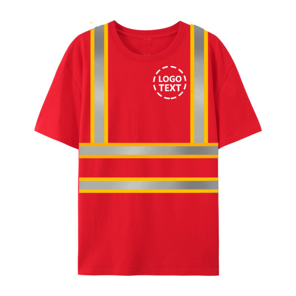 Hi Visibility Reflective Safety Red Short Sleeve Cotton Shirts With Custom Logo - Image 3