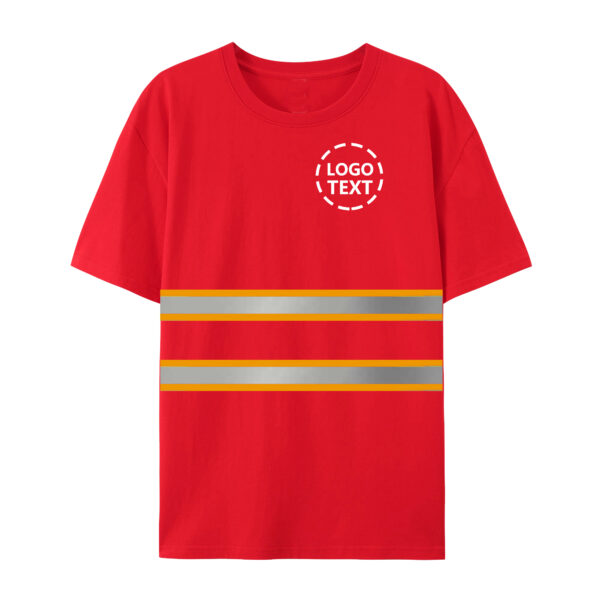 Hi Visibility Reflective Safety Red Short Sleeve Cotton Shirts With Custom Logo - Image 4