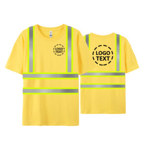 Hi Visibility Reflective Safety Short Sleeve Shirts With Custom Logo Yellow