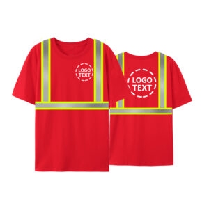 Hi Visibility Reflective Safety Red Short Sleeve Cotton Shirts With Custom Logo
